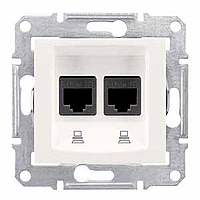 Sedna PC lizdas 2v. kreminis 2xRJ45 Cat.5e UTP