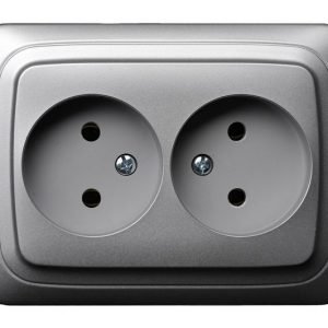 Alfa Kištukinis lizdas be įžeminimo, 2-vietis (metalo sp.)