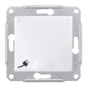 Sedna kištukinis lizdas  su įžeminimu ir dangteliu baltas IP44 16A 250V