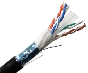 Tinklo kabelis CAT6 juodas ekranuotas lauko salygoms