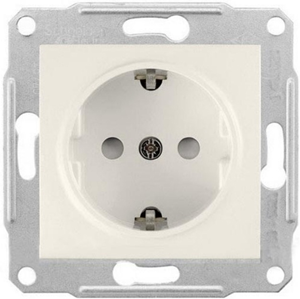 Sedna kištukinis lizdas su įžeminimu ir apsauga kreminė 16A 250V