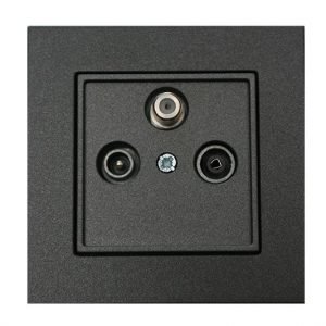 Epsilon Televizijos lizdas (TV + R + SAT), galinis, be rėmelio (juoda sp.)